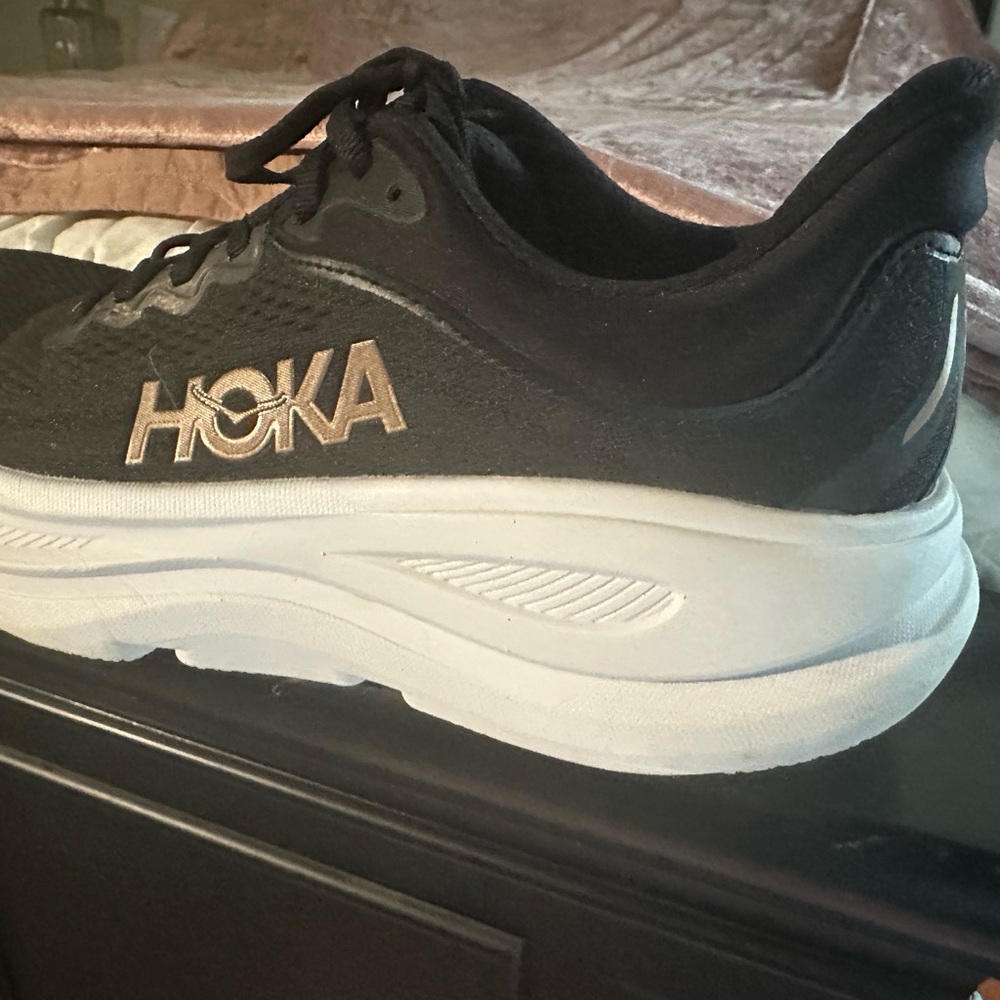 Hoka Bondi 9 Black and White Running Shoes